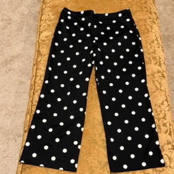 Stylish Black & White Polka Dot Capri/Cropped Pants, Size - 8 - Picture 1 of 15